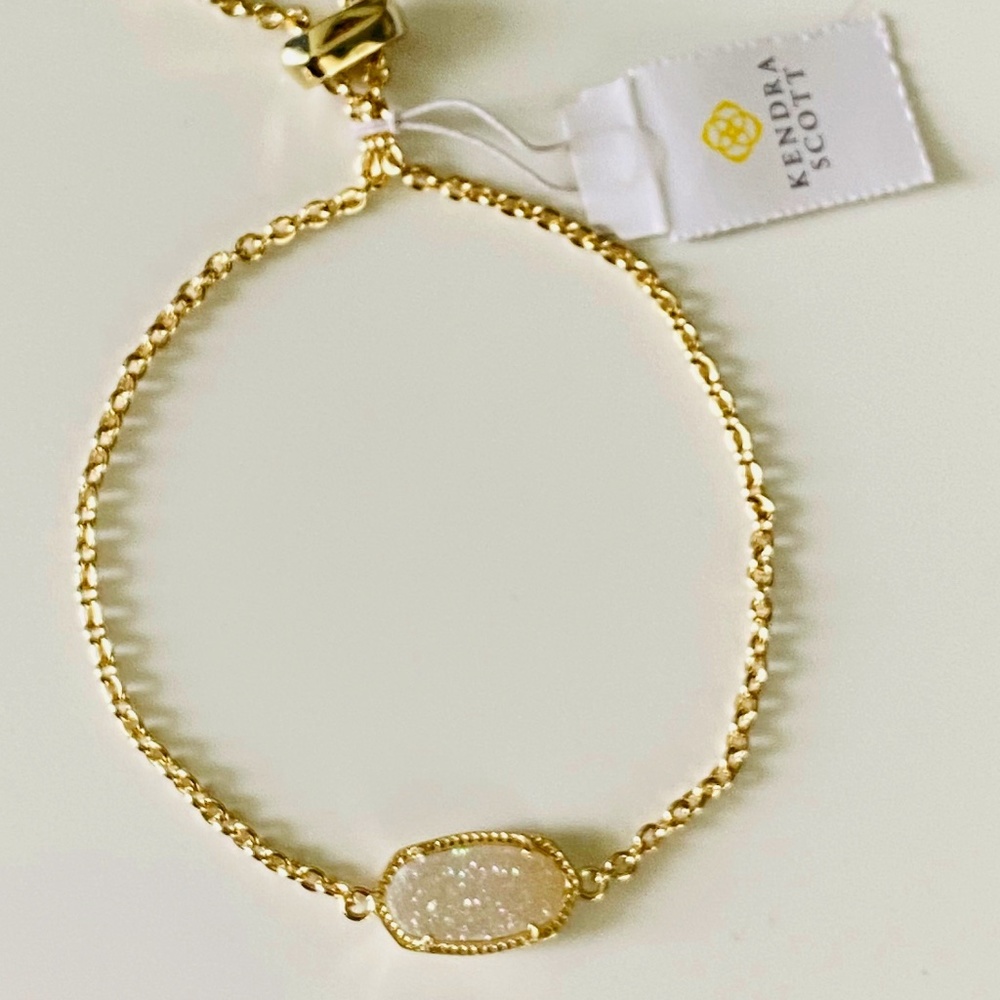 NEW Kendra Scott Elaina SILVER  Iridescent Drusy Quartz Bracelet
